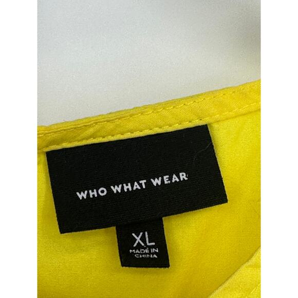 Who What Wear Maxi Tiered Dress Yellow Sleeveless Crewneck Vacay Summer XL - Picture 3 of 8